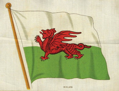 Welsh flag cigarette card, 20th century.
