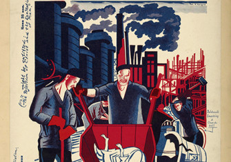 Cover of Bezbozhnik (1929), showing industry overthrowing Christ.