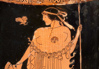 The Owl of Athena: Terracotta lekythos (oil flask) c. 490–480 BC. Metropolitan Museum of Art.