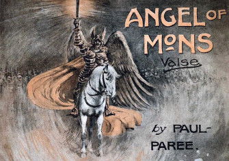 Sheet music for a waltz inspired by the Angel  of Mons, 1915. Alamy.