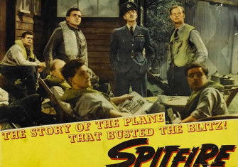 Lobby card for the film ‘Spitfire’, released in 1943 in the US; re-edited from the 1942 British film, ‘The First of the Few’.