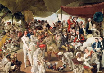 Colonel Mordaunt’s Cock Match by Johann Zoffany, c.1784-6. (Tate, London)