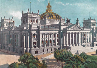 The Reichstag 1886, coloured print.