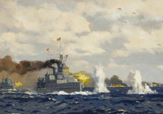 The Battle of the Bay of Biscay, 28 December 1943, Norman Wilkinson. Wiki Commons/National Maritime Museum.