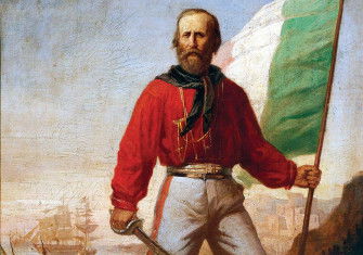 Giuseppe Garibaldi during the landing of the Thousand  at Marsala, 11th May 1860, by Gerolamo Induno,  19th century.