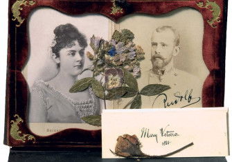 Photographs and autographs of Baroness Mary Vetsera and Crown Prince Rudolf, 19th century.