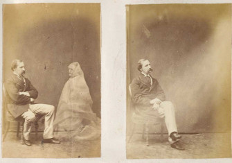 Four plates from an album of spirit photographs, attributed to Frederick Hudson, 1872.