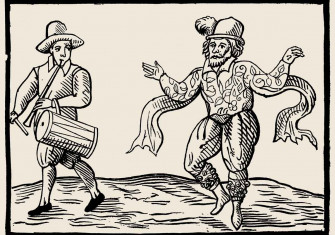 Elizabethan clown Will Kemp dancing a jig from London to Norwich, 1600.