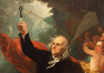 Benjamin Franklin Drawing Electricity from the Sky,  by Benjamin West, c.1816. 