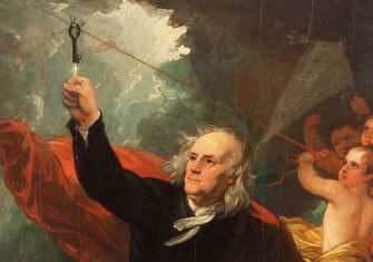 Benjamin Franklin Drawing Electricity from the Sky,  by Benjamin West, c.1816. 