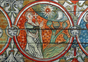 creation of the world, decoration from the Ål Stavkirke, Norway, late 13th century.