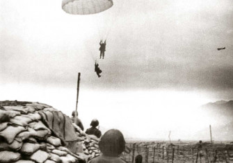 French paratroopers at the Battle of Dien Bien Phu, Vietnam, 23 March 1954.