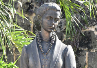 Statue of Salomé Ureña in the Ciudad Colonial of Santo Domingo, Dominican Republic.