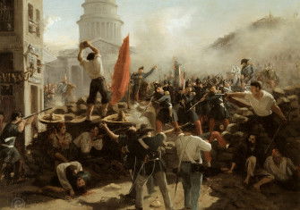 On the barricades on the Rue Soufflot, Paris, 1848, by Horace Vernet.
