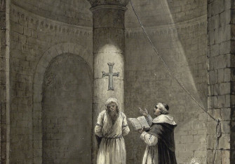 A prisoner of the Inquision, in this imagined scene by Jean Louis Desprez, c. 1789. Albertina. Public Domain.