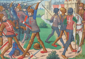 The Battle of Verneuil from the Vigiles du roi Charles VII, c. 1484. Bibliothèque nationale de France. Public Domain.