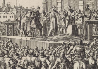 The execution of Lady Jane Grey in London, 1554, by Jan Luyken, c. 1698. Rijksmuseum. Public Domain.