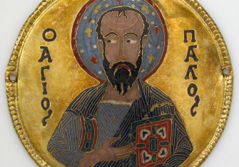 Gold medallion with Saint Paul from a Byzantine icon frame, c. 1100. Metropolitan Museum of Art. Public Domain.