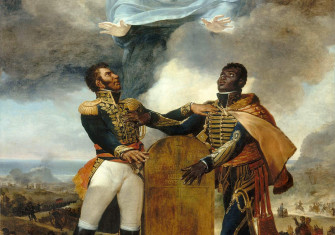 The Oath of the Ancestors, by Guillaume Guillon-Lethière, 1822, depicting the meeting between Alexandre Pétion and Jean-Jacques Dessalines. RMN-Grand Palais/Gèrard Blo /RMN-GP/Dist. Foto SCALA, Florence.