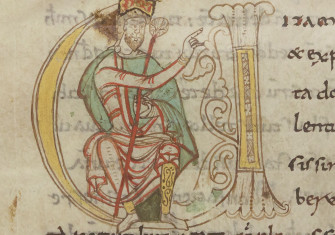 ‘Tiny manlet’: Einhard, in the Vita Karoli Magni, French manuscript c. 1050. Bibliothèque nationale de France.