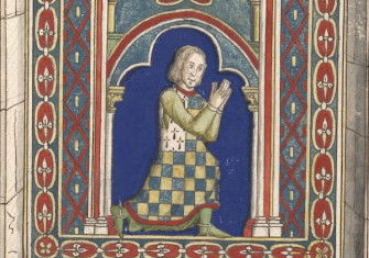 An 1898 illustration of Arthur of Brittany as he appears in the stained glass window of Chartres Cathedral. Bibliothèque nationale de France. Public Domain.