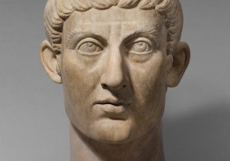 Marble portrait head of the Emperor Constantine I, the first Christian ruler of Rome, c. 325-370. Metropolitan Museum of Art. Public Domain.