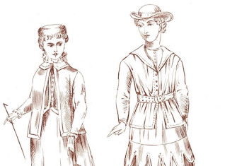 Attire for skating and Alpine climbing, the Rational Dress Exhibition, 1883. Penta Springs Limited/Alamy Stock Photo.