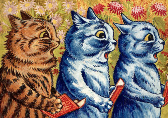 Three cats singing, by Louis Wain, c. 1925-39. Wellcome Collection. Public Domain.