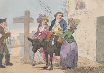 ‘The Departure’, with Edmund Burke in the middle, by Thomas Rowlandson, 29 April 1784. Metropolitan Museum of Art. Public Domain.