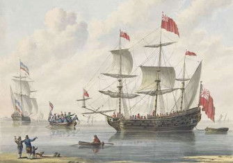 The deportation of van Napoleon to St Helena, by Wijnand Esser, 1815. Rijksmuseum. Public Domain.