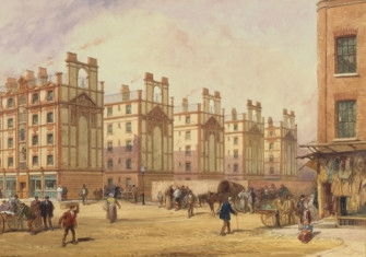 Artisans’ Dwellings, Petticoat Square, London, by William Haywood, 19th century. Bridgeman Images.