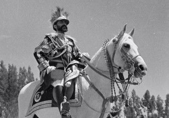 Ethiopian emperor Haile Selassie on horseback, by Walter Mittelholzer, c. February 1934. ETH Library Zurich. Public Domain.