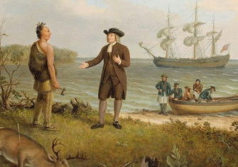 ‘The Landing of William Penn’, by Thomas Birch, c.1850. Museum of Fine Arts, Boston. Public Domain.