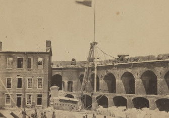 The Confederate flag flies over Fort Sumter, by Alma Pelto, 15 April 1861. Library of Congress. Public Domain.