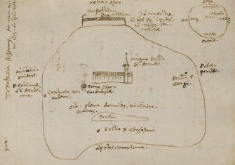 Martin Crusius’ map of Athens, 16th century. Universitätsbibliothek Tübingen.