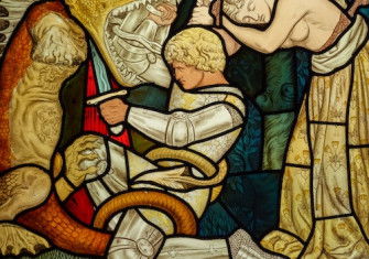 St George fighting the dragon, by Dante Gabriel Rossetti, 1872. Birmingham Museums Trust/Birmingham Museum & Art Gallery. Public Domain.