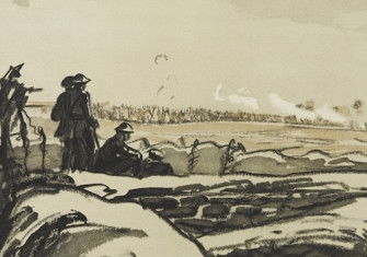 The Battle of the Somme, by Sir David Muirhead Bone, 1916. Royal Albert Memorial Museum & Art Gallery. Public Domain.