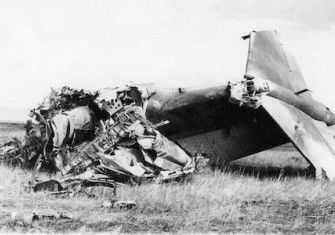 Wreckage of the plane which crashed in Mongolia in 1971, killing Lin Biao. Newscom/Alamy Stock Photo.
