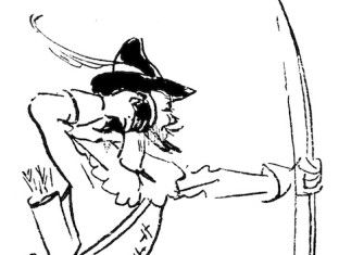 ‘Robin Hood spent his time shooting at the Sheriff of Nottingham.’ Illustration by John Reynolds for serialisation of 1066 and All That in Punch, 1930. Punch Archive/TopFoto.