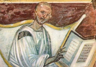 Fresco of Saint Augustine from the Lateran, Rome, sixth century. Bridgeman Images.