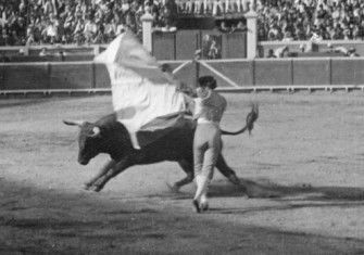 A bullfight in Pamplona attended by Ernest Hemingway, c. June-July 1925. Ernest Hemingway Photograph Collection. John F. Kennedy Presidential Library and Museum, Boston. Public Domain.