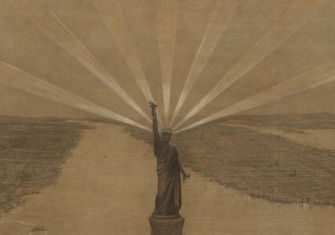 Presentation drawing of The Statue of Liberty Illuminating the World, Frédéric-Auguste Bartholdi, 1875. Metropolitan Museum of Art. Public Domain.