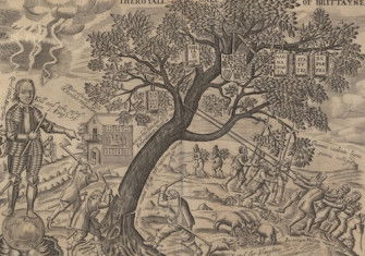 Oliver Cromwell chopping down ‘The Royall Oake of Brittayne’, 1653. Prints, Drawings and Watercolors from the Anne S.K. Brown Military Collection. Brown Digital Repository. Brown University Library. Public Domain.