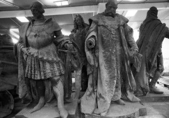 Habsburg statutes removed from Budapest’s Heroes Square after the Second World War with Franz Joseph in the foreground, 1990. Fortepan / Katalin Erdei.