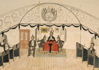 Members of the Liberian Senate, mostly comprising freed African American slaves, 1893. Library of Congress. Public Domain.