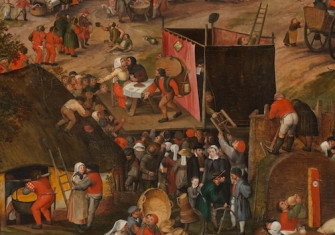 A Performance of the farce 'Een Cluyte van Plaeyerwater' (A Clod from Plaeyerwater) at a Flemish Kermis, Peeter Baltens, c.1570. Rijksmuseum. Public Domain.