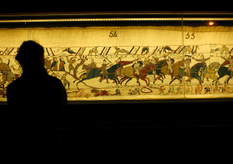 The Bayeux Tapestry on display in Bayeux. 