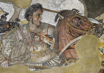 Detail of the Alexander Mosaic, a Roman floor mosaic in Pompeii dating from c. 100BC, showing Alexander the Great.