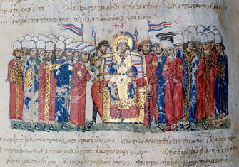 Theophilus makes a proclamation, the Scylitzes Chronicle, 11th century.