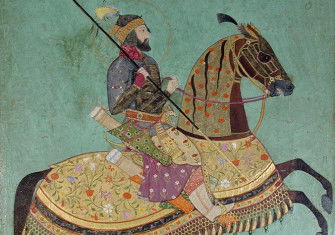 Aurangzeb on horseback.